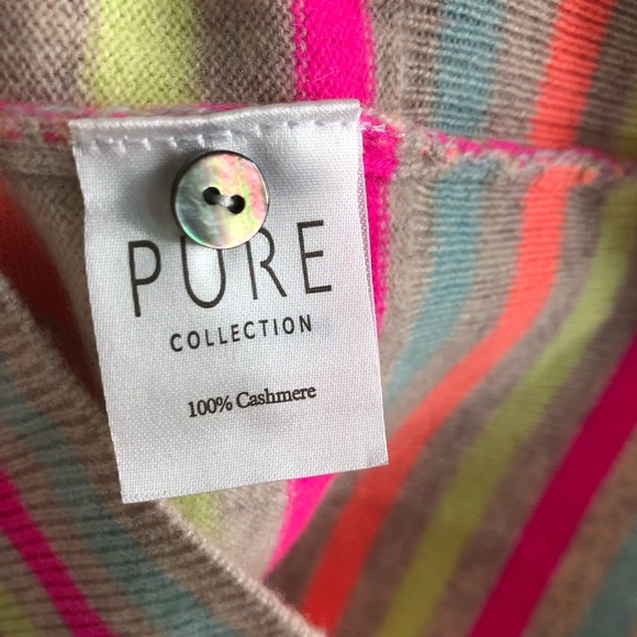 Pure Cashmere Vivid Neon Stripe Visible Mending Ca - Picture 6 of 6